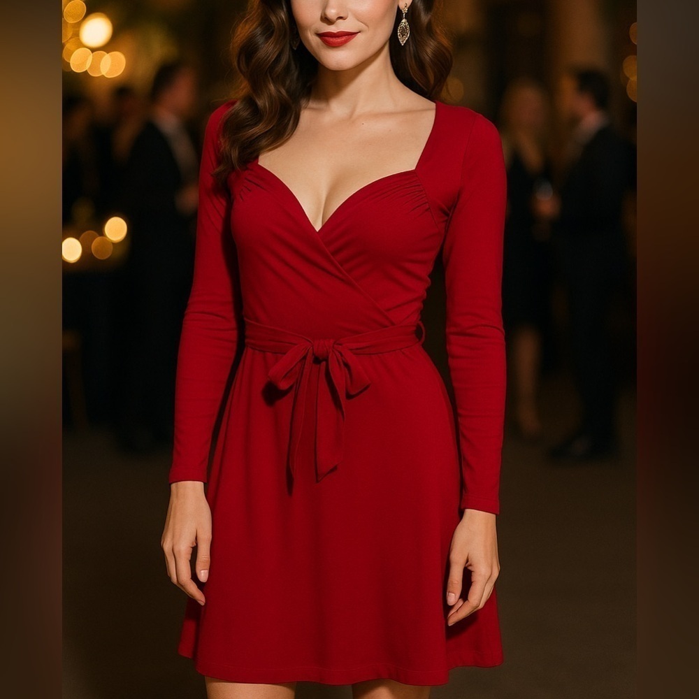 Norma Kamali Red Wrap Dress Size XS